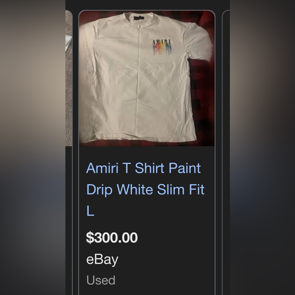 AMIRI White Short Sleeve Tee with Multicolor Logo ( Authentic )